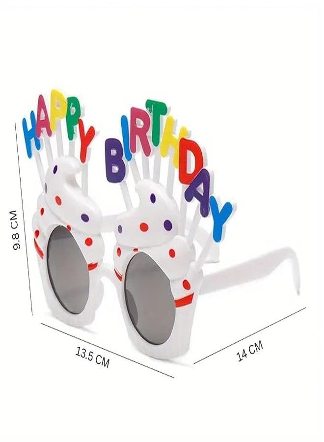 وي3 نظارات زينة لحفلات أعياد الميلاد للأطفال والكبار، مصنوعة من البلاستيك الملون بتصميم كب كيك ممتع ومناسب لالتقاط الصور (عبوة من 3 قطع؛ وردي، أبيض، وردي فاتح). - Image 2